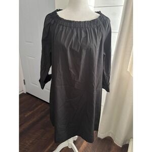 J Jill Dress Womens Large Petite Black Off Shoulder Tunic Minimalist Lightweight